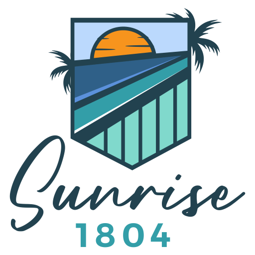 Sunrise1804 logo in teal and navy color palette